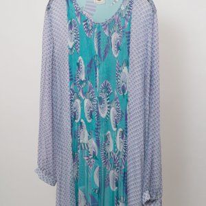 Antik Batik Long-Sleeved Tunic Sheer Silk Medium Size 40